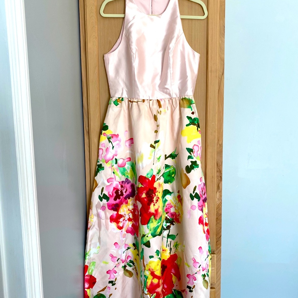 Alfred Sung floral bridesmaids dress
